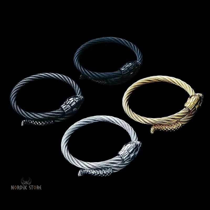 bracelets vikings Serpent Midgard en acier, cadeaux