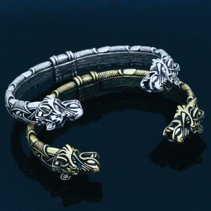 Bracelets vikings têtes de Fenrir