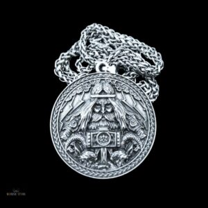 collier amulette viking Thor en acier argent, cadeau homme