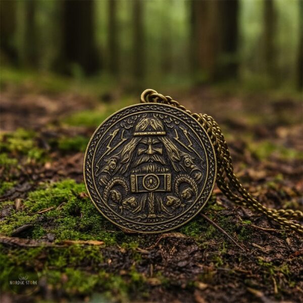 collier amulette viking Thor en acier bronze, cadeau