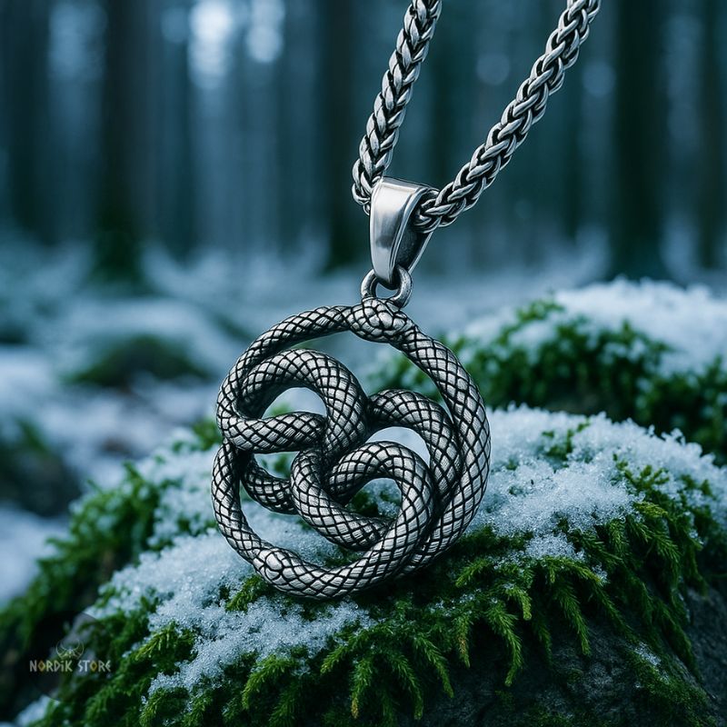 collier celtique Entrelacs Serpent en acier, cadeau