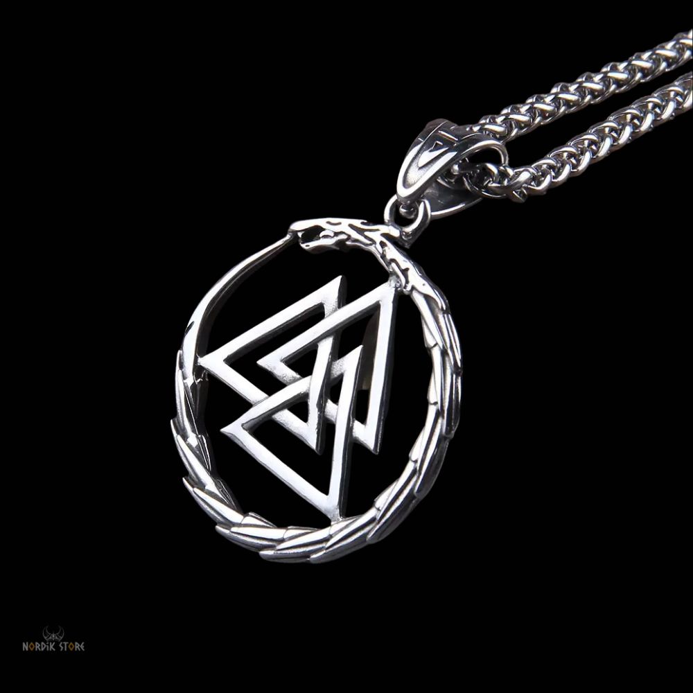 collier Viking dragon Valknut en acier, cadeau