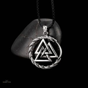 collier Viking dragon Valknut en acier argent et cuir, cadeau