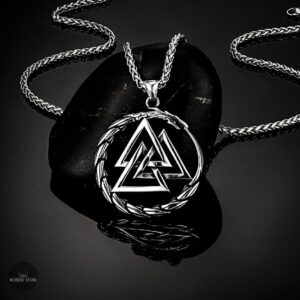 collier Viking dragon Valknut en acier chaîne argent, cadeau