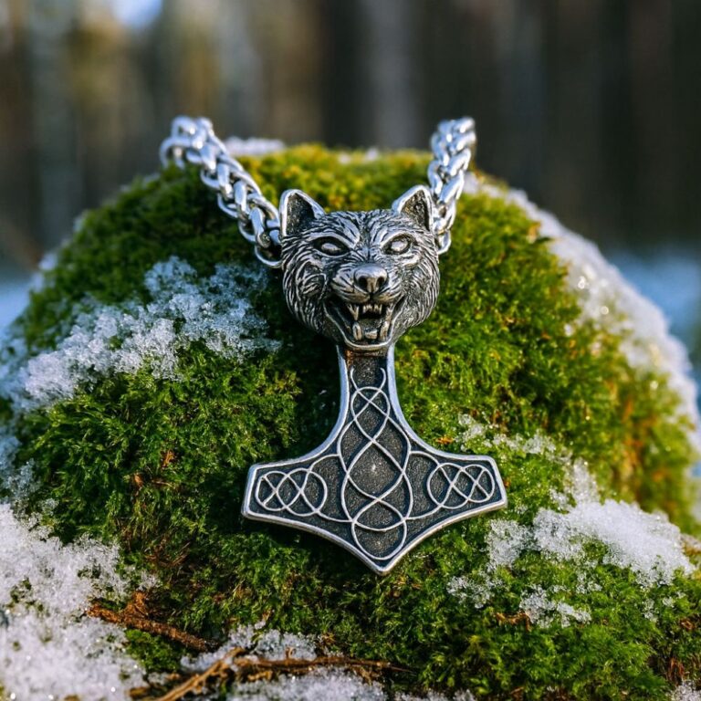 collier viking Mjöllnir Fenrir, cadeau