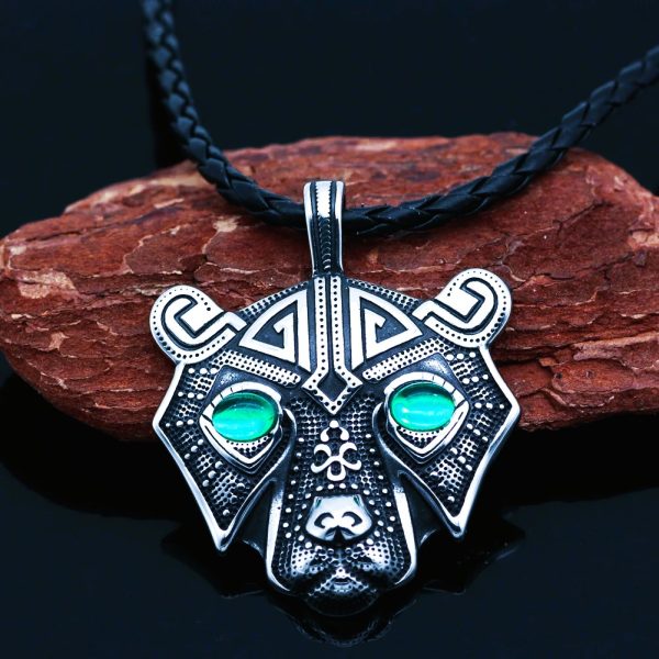Collier viking ours d’Odin cuir