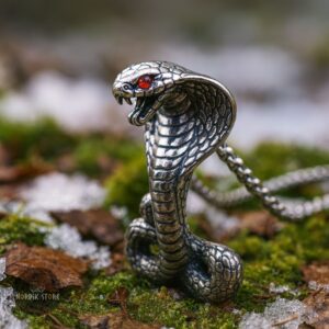 collier viking serpent Cobra en acier, cadeau homme, femme et ados