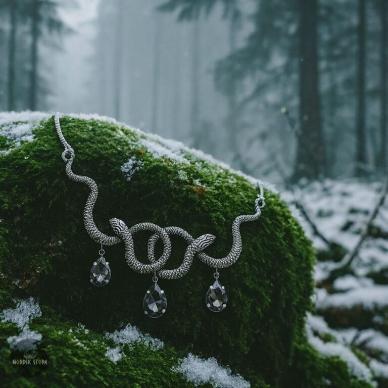 collier viking Serpent Freyja argent, cadeau