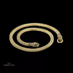 collier viking Tête Serpent or, cadeau