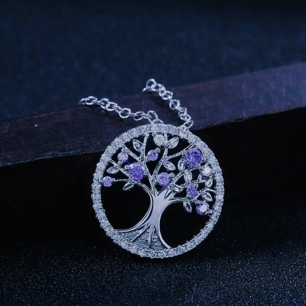 Collier viking arbre de vie Lagertha violet