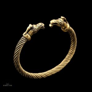 Jonc Viking les Corbeaux d'Odin or bronze, cadeau homme et ados