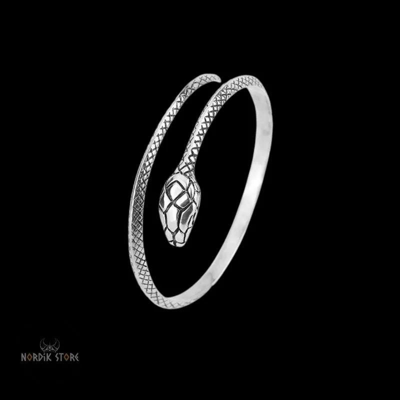 jonc viking serpent Jörmungand en acier, cadeau