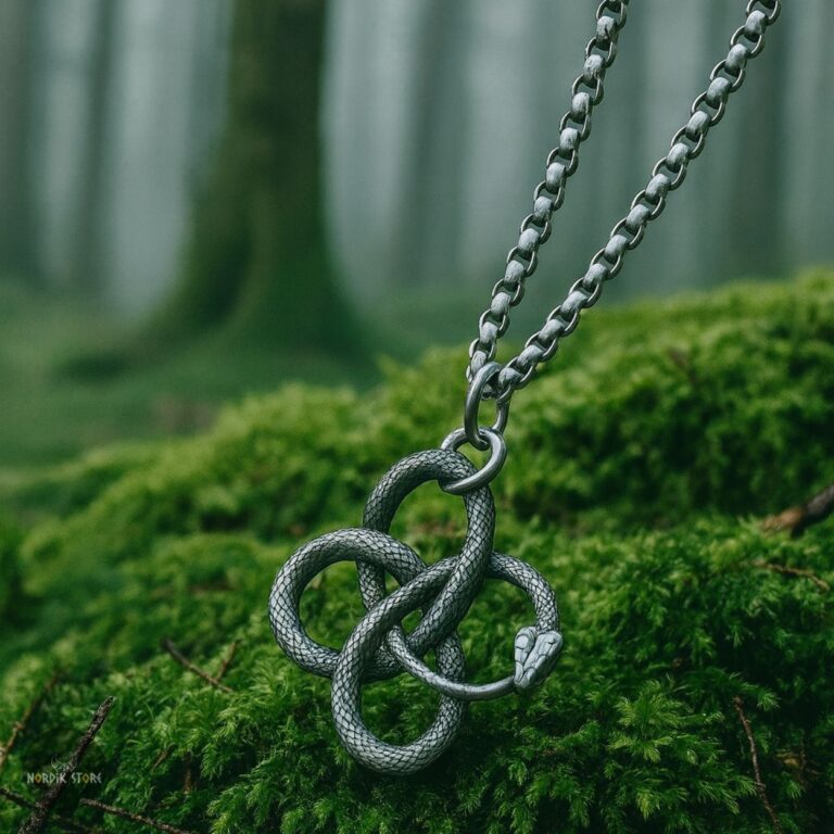 Pendentif celtique entrelacs serpent, cadeau homme et femme
