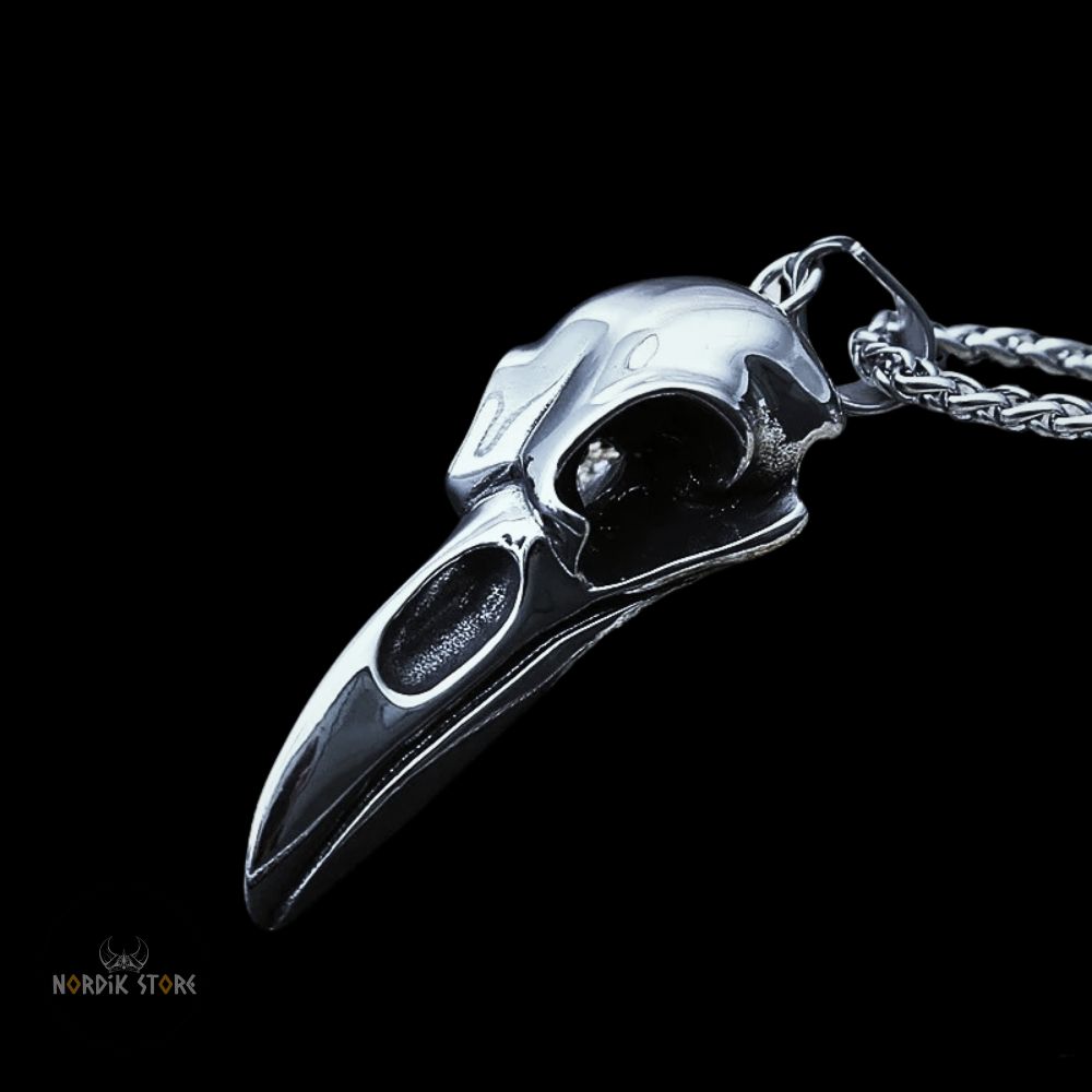 pendentif viking crâne de corbeau, cadeau homme et femme