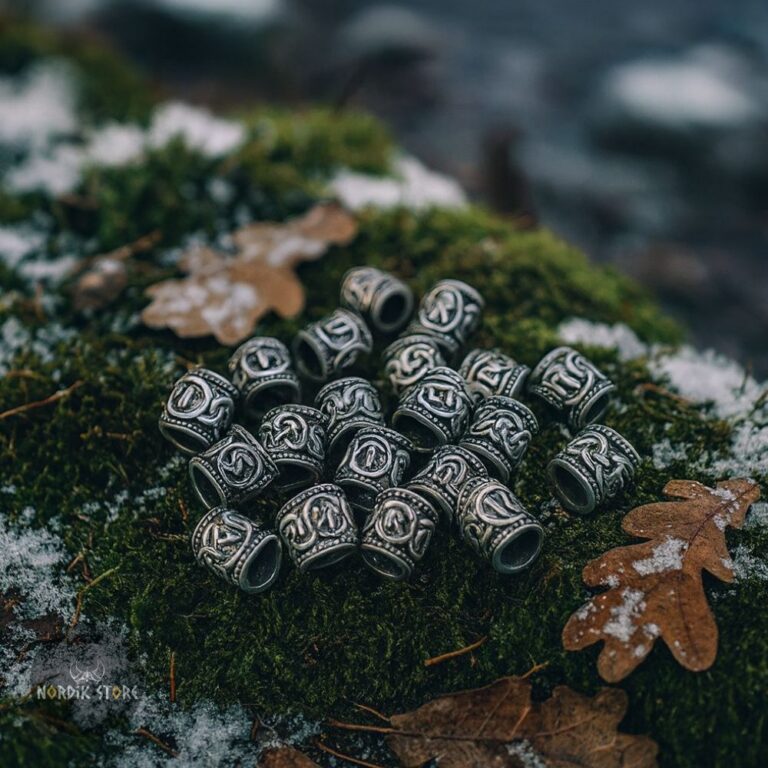 perles de barbe 24 runes Futhark acier, cadeau homme