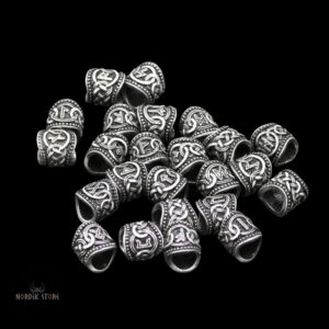 perles de barbe 24 runes Futhark argent, cadeau homme