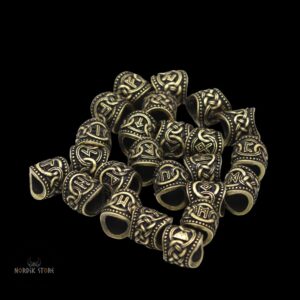perles de barbe 24 runes Futhark bronze, cadeau homme