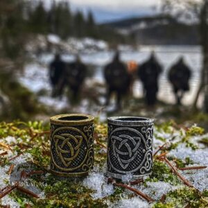 perles à barbe celtiques Triquetra argent, cadeaux homme