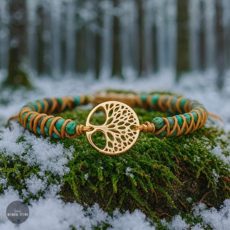 bracelet pierres Yggdrasil viking, cadeau homme et femme