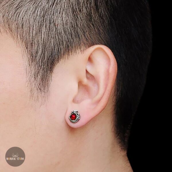 Boucles d'oreilles dragon en argent, cadeau homme