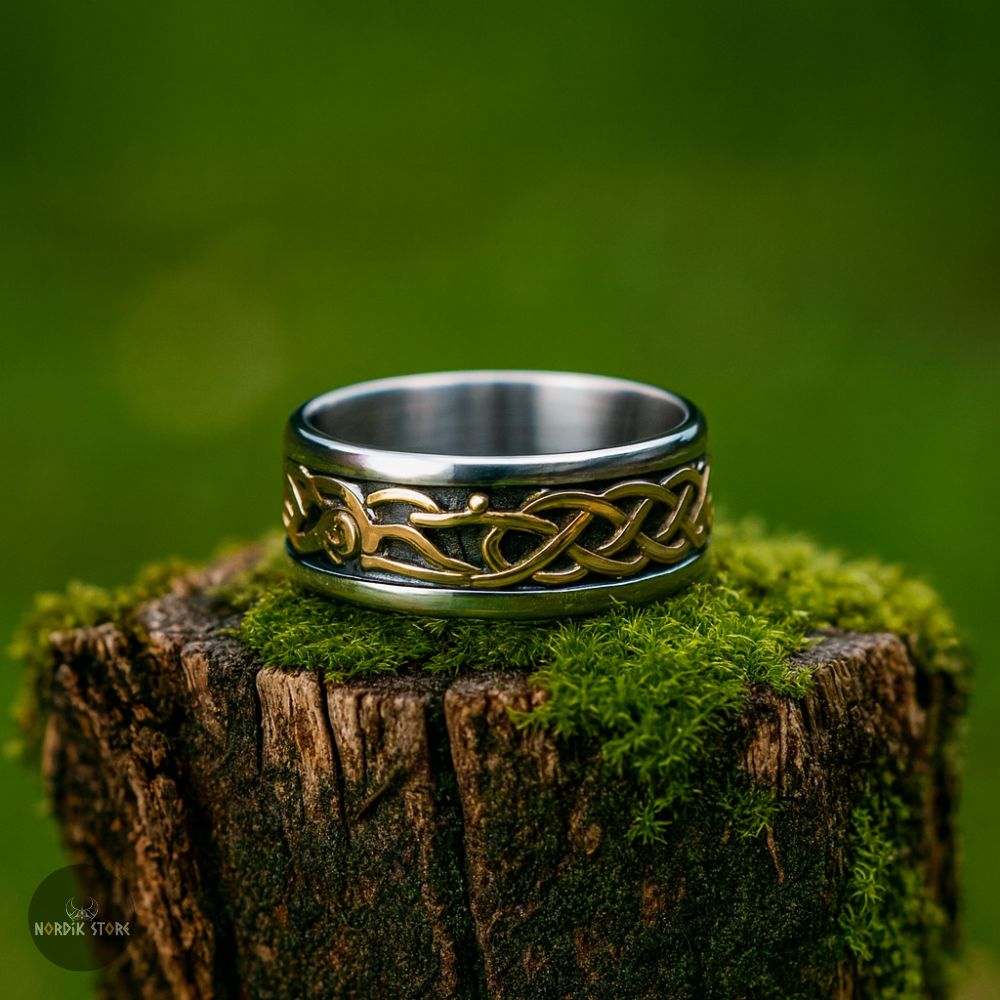 bague celtique dragon Ouroboros, cadeau homme ou femme