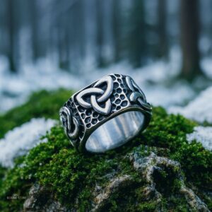 bague Triquetra celtique en acier, cadeau