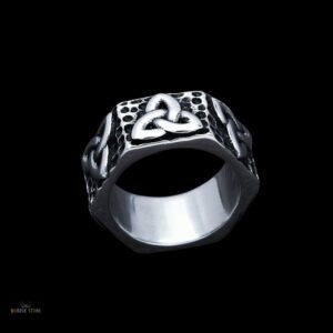 bague Triquetra celtique en acier, cadeau homme