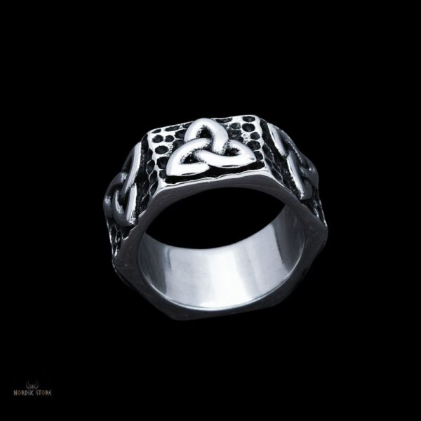 bague Triquetra celtique en acier, cadeau homme