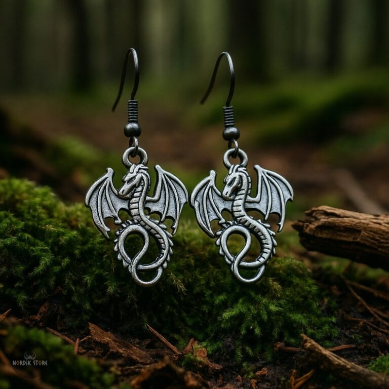 boucles d'oreilles dragon viking, cadeau