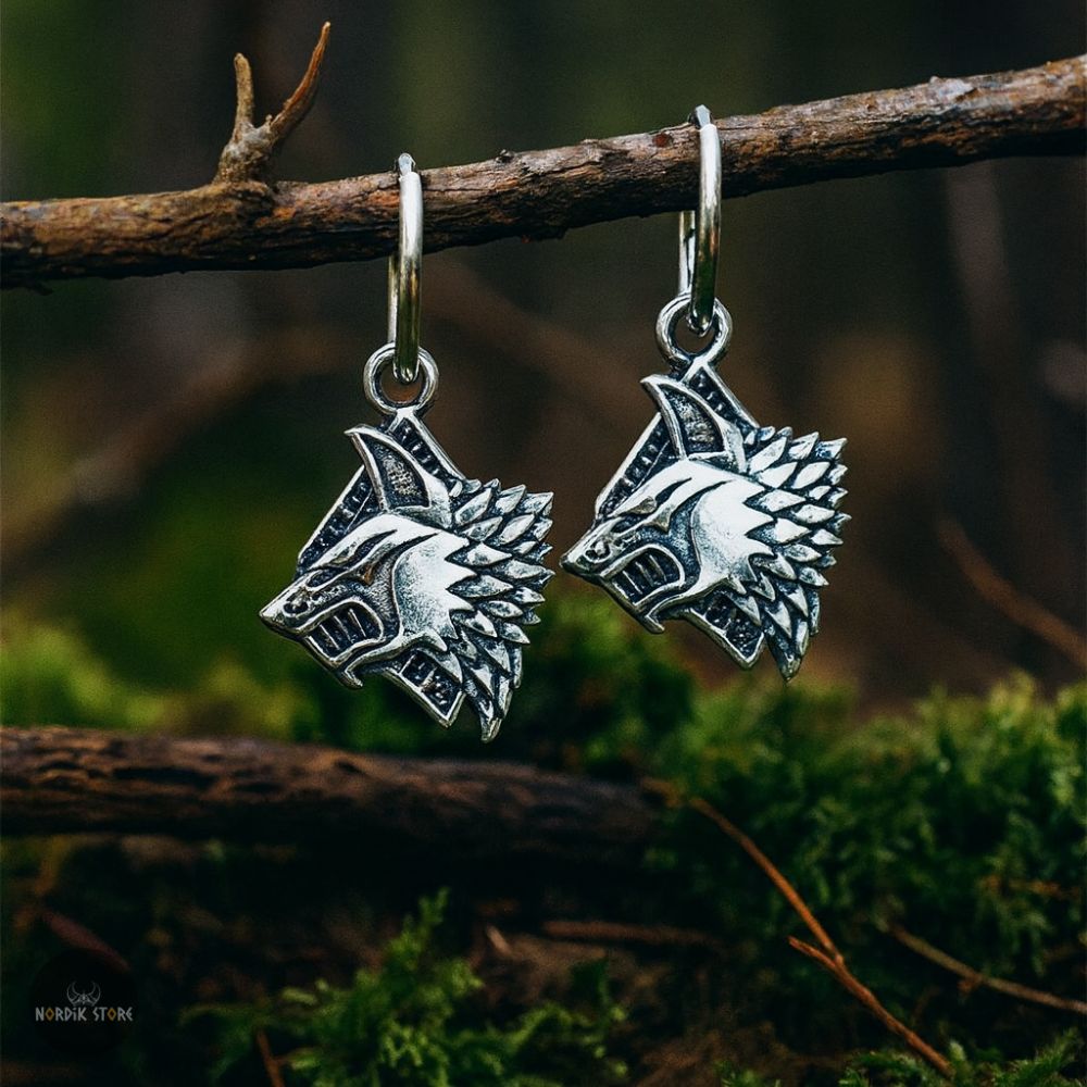 boucles d'oreilles loup Fenrir, cadeau