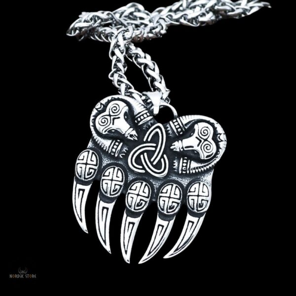 collier viking Griffes d'ours en acier, cadeau