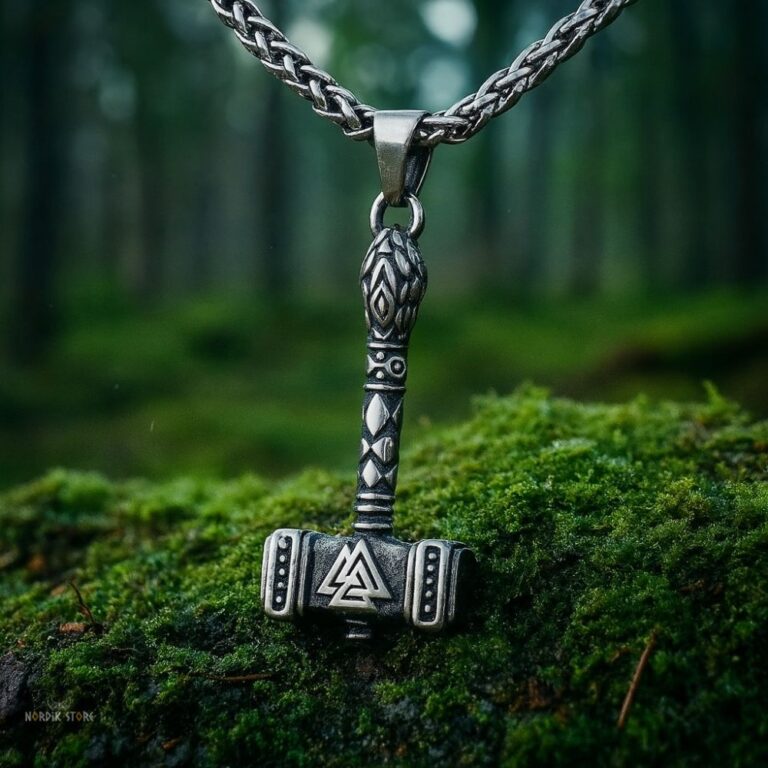 collier viking marteau valknut, cadeau