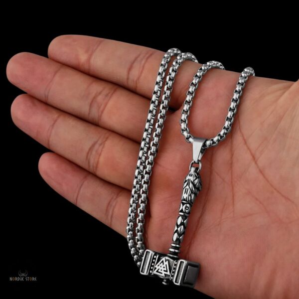 collier viking marteau valknut, cadeau homme et ados
