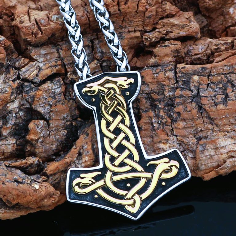 Collier viking Mjolnir d'or