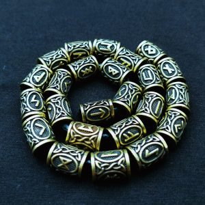 Perles de barbe viking 24 runes bronze