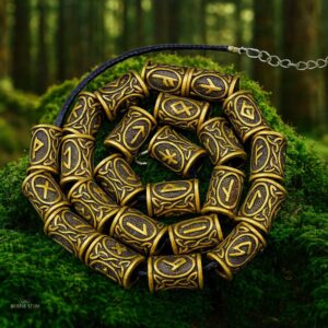 perles barbe viking 24 runes, cadeaux homme