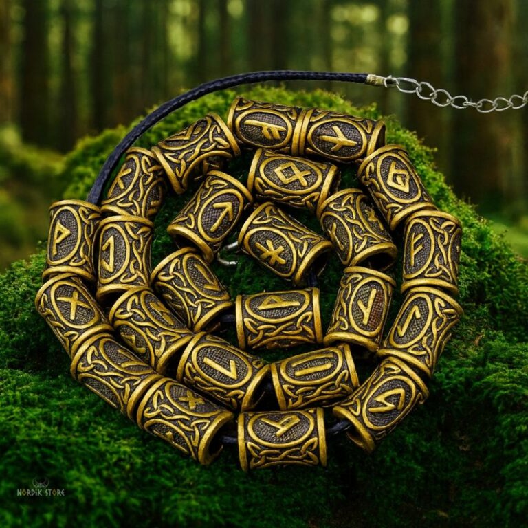 perles barbe viking 24 runes, cadeaux homme