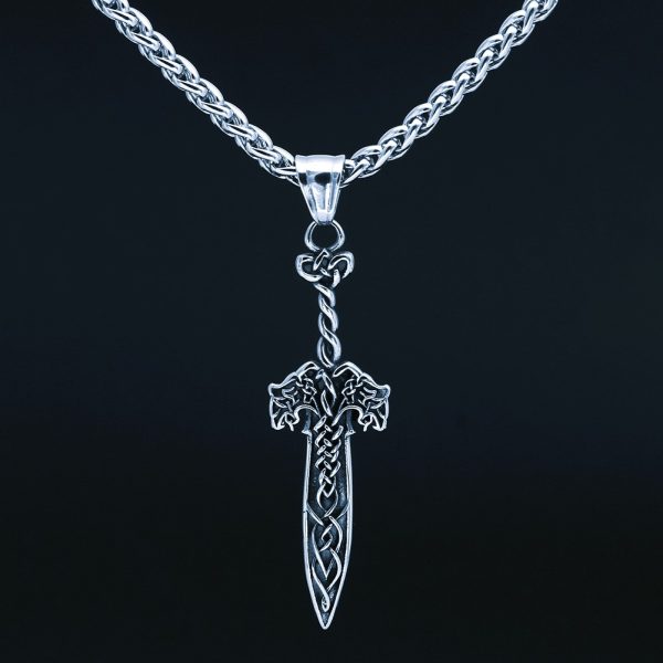 Collier de l’épée viking enchantée Ulfberht en acier argent