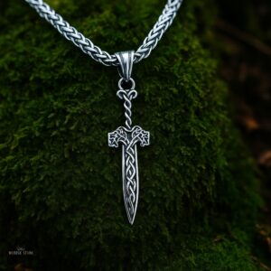 Collier de l’épée viking enchantée en acier, cadeau homme et ados
