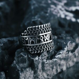 Anneau viking la sagesse des runes en acier, cadeau homme femme fêtes noel anniversaire