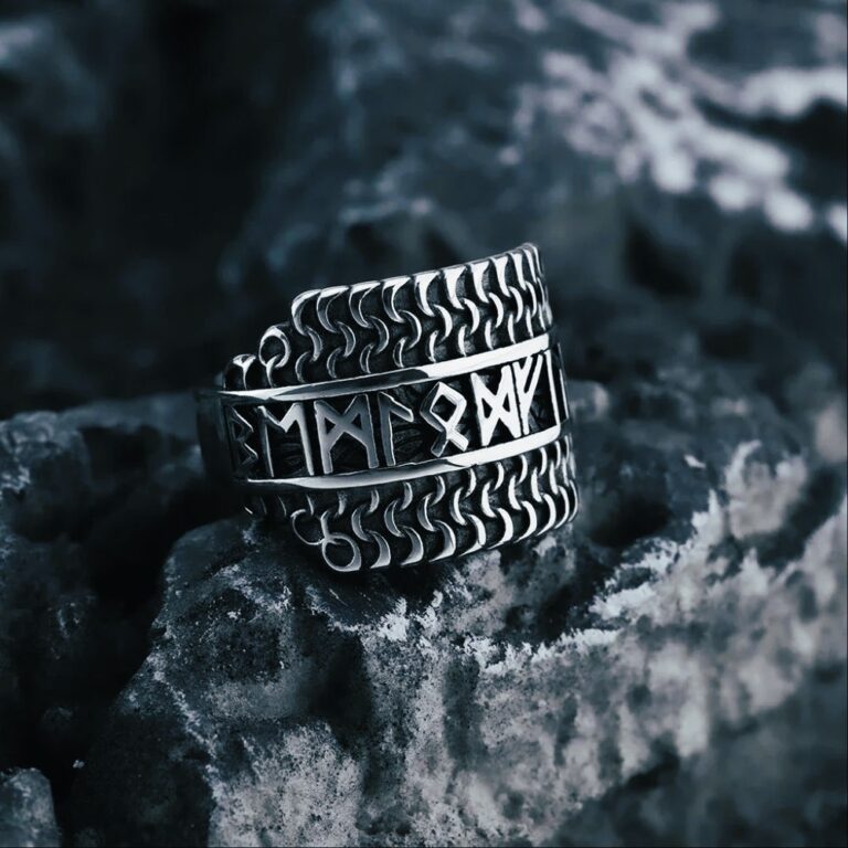Anneau viking la sagesse des runes en acier, cadeau homme femme fêtes noel anniversaire