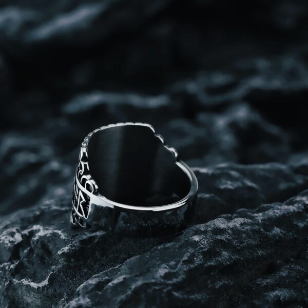 Bague anneau viking la sagesse des runes en acier, cadeau homme femme fêtes