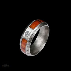 anneau viking le bois d'Yggdrasil en acier argent et bois, cadeau