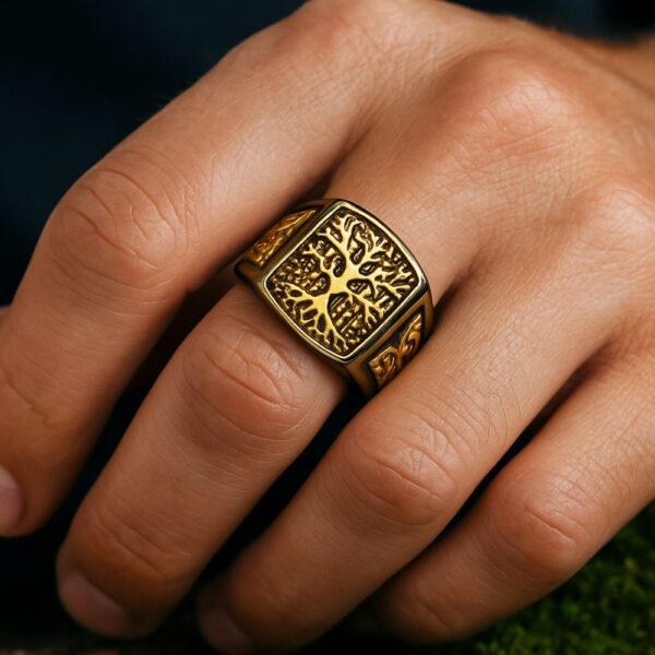 bague viking royale Yggdrasil, cadeau homme et ados