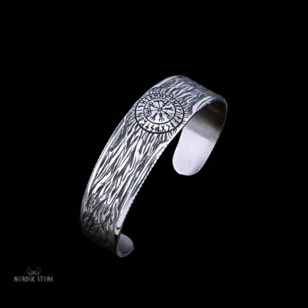 Bracelet viking la protection Vegvisir argent antique, cadeau fetes