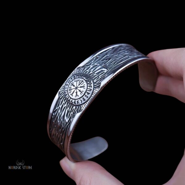 Bracelet viking la protection Vegvisir argent antique, cadeau fetes anniversaire noel