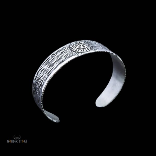 Bracelet viking la protection Vegvisir argent antique, cadeau fetes noel homme femme