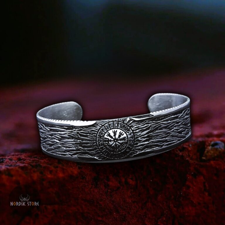 Bracelet viking la protection Vegvisir argent antique en acier cadeau homme femme
