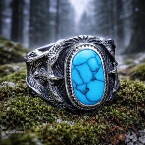 Bague chevalière viking Harald Bluetooth à la dent bleue, cadeau homme