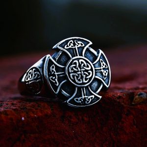 Bague croix celtique argent acier inoxydable